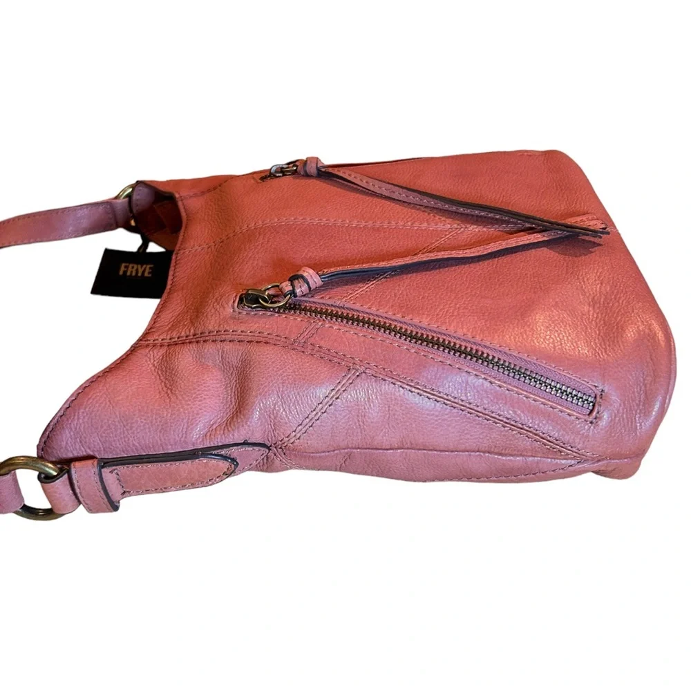 Frye Ari Pink Taupe Pebbled Leather Large Crossbody Hobo Bag Handbag Purse NWT - Picture 7 of 15